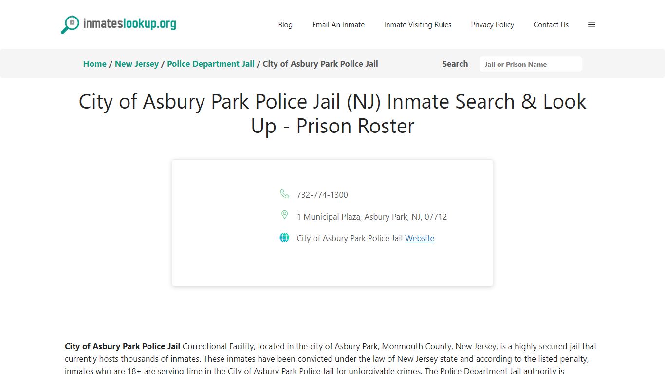 City of Asbury Park Police Jail (NJ) Inmate Search & Look Up - Prison ...