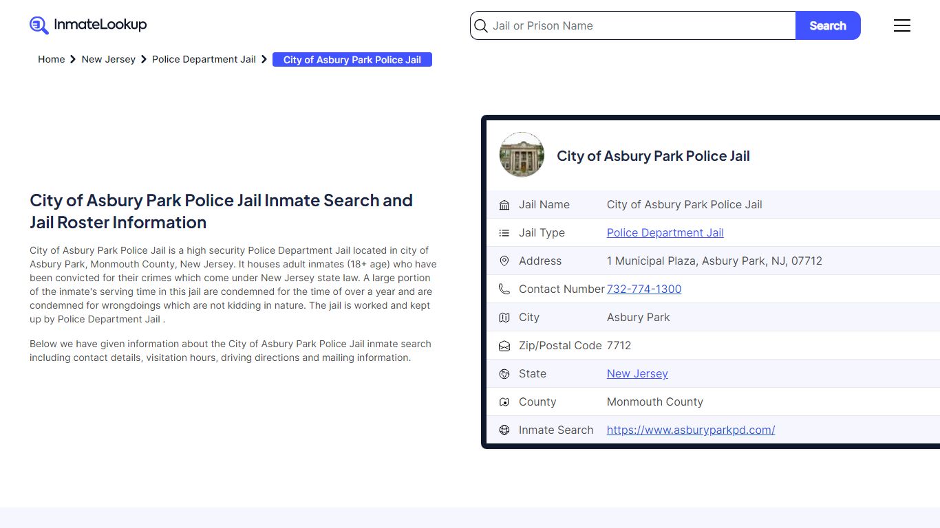 City of Asbury Park Police Jail (NJ) Inmate Search and Jail Roster ...