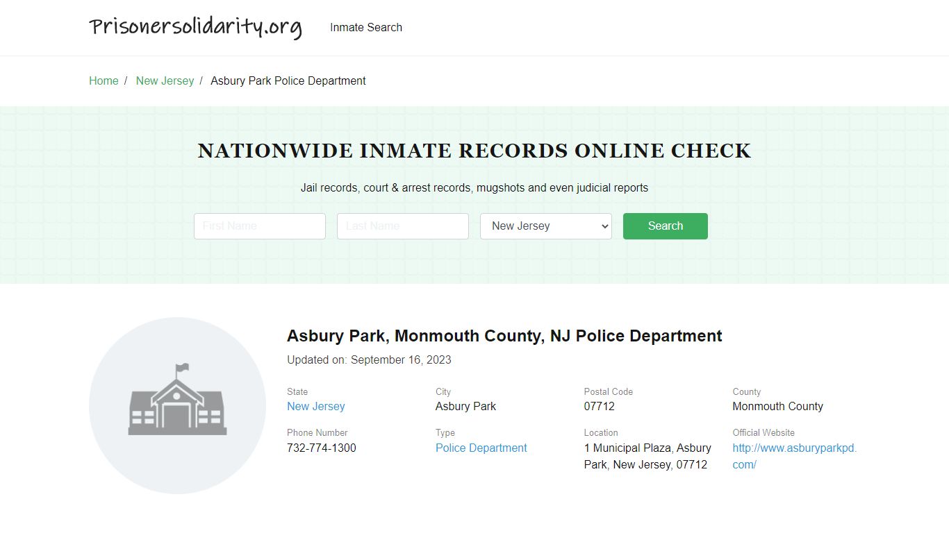 Asbury Park, NJ Police - City Jail Inmates, Arrests